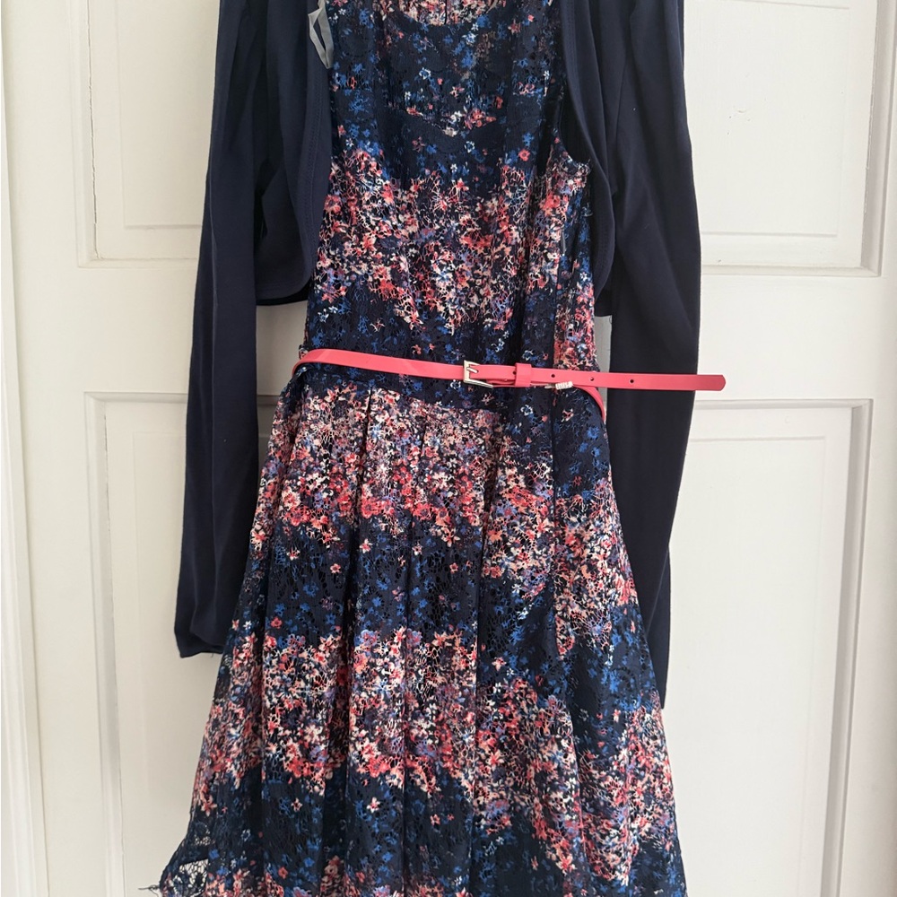 Beautees Floral Dress with Pink Belt
